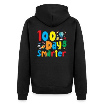 100th Day of School 100 Days Smarter Books Space - Unisex Premium Organic Zip Hoodie - black - Back - Nico (187cm)