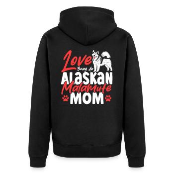 Hundehalter Alaskan Malamute Rasse Alaskan - Unisex Premium Bio Zip Hoodie - Schwarz - Hinten - Nico (187cm)