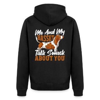 Hundeliebhaber Tierliebhaber Basset Hound Hund - Unisex Premium Bio Zip Hoodie - Schwarz - Hinten - Nico (187cm)