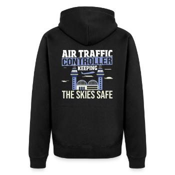 Radar Piloten Landebahn Fluglotsen Dekorationen - Unisex Premium Bio Zip Hoodie - Schwarz - Hinten - Nico (187cm)