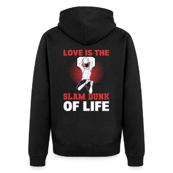 Basket Couple Love Basketball Must Haves für - Unisex Premium Bio Zip Hoodie - Schwarz - Hinten - Nico (187cm)