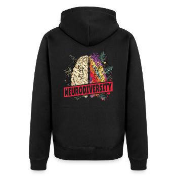 Neurodiversity Brain Autism Awareness Asd ADHD - Unisex Premium Organic Zip Hoodie - black - Back - Nico (187cm)