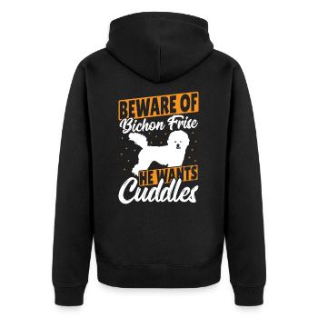 Pet Toy Bichon Frise Dog Lovers Dog Lover Bichons - Unisex Premium Organic Zip Hoodie - black - Back - Nico (187cm)