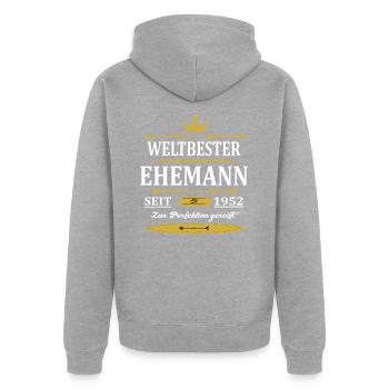 Weltbester Ehemann Seit 1952 Vintage Hochzeitstag - Unisex Premium Bio Zip Hoodie - Grau meliert - Hinten - Nico (187cm)