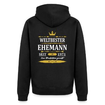 Weltbester Ehemann Seit 1971 Vintage Hochzeitstag - Unisex Premium Bio Zip Hoodie - Schwarz - Hinten - Nico (187cm)