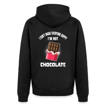 Funny Chocolate Lover Saying Chocolate - Unisex Premium Organic Zip Hoodie - black - Back - Nico (187cm)
