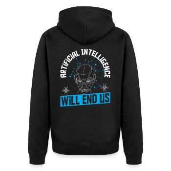 Cyborg AI Robot Engineer Prompt Engineer - Veste à capuche bio Premium Unisexe - noir - Dos - Nico (187cm)