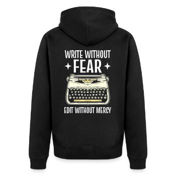 Article Writer Blogger Writing Journalist Stuff - Unisex Premium Organic Zip Hoodie - black - Back - Nico (187cm)
