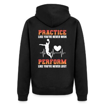 Brownball Jump Shot Basketball Must Haves for - Unisex Premium Organic Zip Hoodie - black - Back - Nico (187cm)