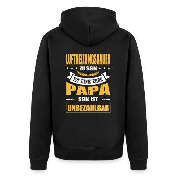 Lustige Heizungsbauer Sprüche Luftheizungsbau Fun - Unisex Premium Bio Zip Hoodie - Schwarz - Hinten - Nico (187cm)