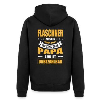 Flaschner Zu Sein Eine Ehre Papa Sein Unbezahlbar - Unisex Premium Bio Zip Hoodie - Schwarz - Hinten - Nico (187cm)