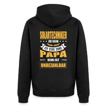 Solartechniker Sein Eine Ehre Papa Unbezahlbar - Unisex Premium Bio Zip Hoodie - Schwarz - Hinten - Nico (187cm)