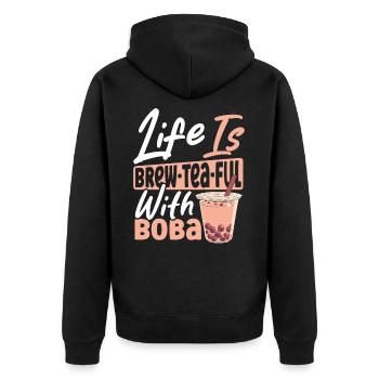 Chai Tea Tea latte Tapioca Pearls - Unisex Premium Organic Zip Hoodie - black - Back - Nico (187cm)