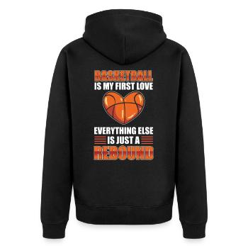Basketballspieler Bballtrainer Fan Baller Sport - Unisex Premium Bio Zip Hoodie - Schwarz - Hinten - Nico (187cm)