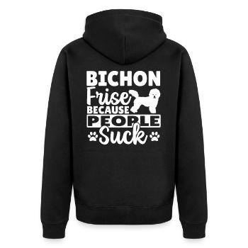 Bichon Frise Hund Hundeliebhaber Bichon Frise - Unisex Premium Bio Zip Hoodie - Schwarz - Hinten - Nico (187cm)