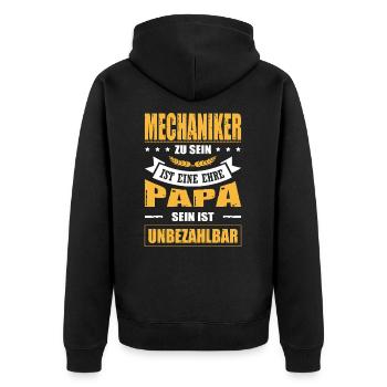Mechaniker Sein Eine Ehre Papa Sein Unbezahlbar - Unisex Premium Bio Zip Hoodie - Schwarz - Hinten - Nico (187cm)