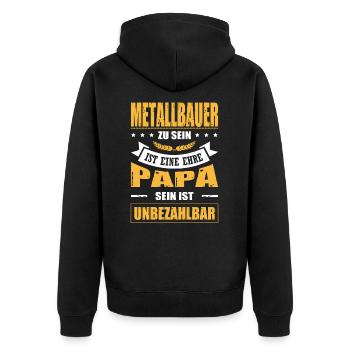 Schweißer Zu Sein Eine Ehre Papa Sein Unbezahlbar - Unisex Premium Bio Zip Hoodie - Schwarz - Hinten - Nico (187cm)