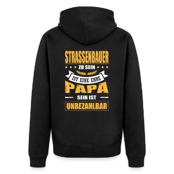 Strassenbauer Sein Eine Ehre Papa Sein Unbezahlbar - Unisex Premium Bio Zip Hoodie - Schwarz - Hinten - Nico (187cm)