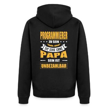 Programmierer Sein Eine Ehre Papa Sein Unbezahlbar - Unisex Premium Bio Zip Hoodie - Schwarz - Hinten - Nico (187cm)