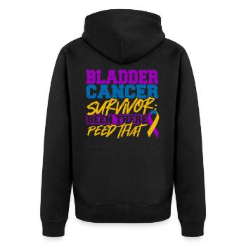 Blasenkrebs Überlebender Band Chemo-Kampf für Papa - Unisex Premium Bio Zip Hoodie - Schwarz - Hinten - Nico (187cm)