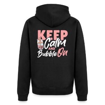 Boba Tee Grüner Tee Matcha - Unisex Premium Bio Zip Hoodie - Schwarz - Hinten - Nico (187cm)