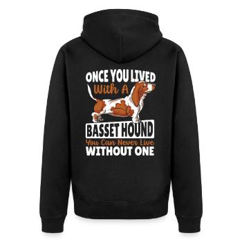 Tierliebhaber Dufthund Hundeliebhaber Basset Queen - Unisex Premium Bio Zip Hoodie - Schwarz - Hinten - Nico (187cm)