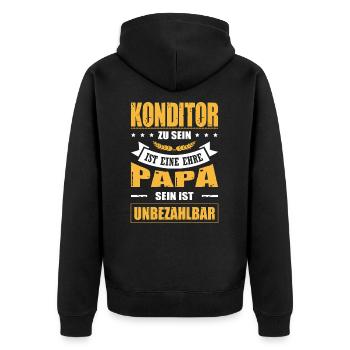 Konditor Sein Ist Eine Ehre Papa Sein Unbezahlbar - Unisex Premium Bio Zip Hoodie - Schwarz - Hinten - Nico (187cm)