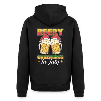 Christmas in July Hawaiian Funny Summer Xmas - Unisex Premium Organic Zip Hoodie - black - Back - Nico (187cm)