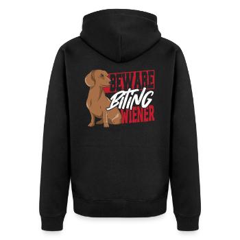 Dackel Chiweenie Hundeliebhaber Doxie Mama Wiener - Unisex Premium Bio Zip Hoodie - Schwarz - Hinten - Nico (187cm)