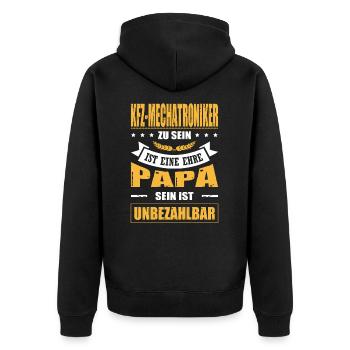 Mechatroniker Sein Eine Ehre Papa Sein Unbezahlbar - Unisex Premium Bio Zip Hoodie - Schwarz - Hinten - Nico (187cm)