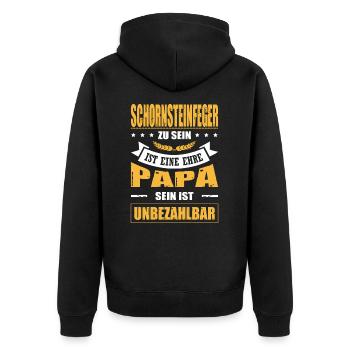 Schornsteinfeger Sein Eine Ehre Papa Unbezahlbar - Unisex Premium Bio Zip Hoodie - Schwarz - Hinten - Nico (187cm)
