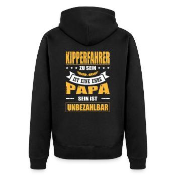 Kipperfahrer Sein Eine Ehre Papa Sein Unbezahlbar - Unisex Premium Bio Zip Hoodie - Schwarz - Hinten - Nico (187cm)