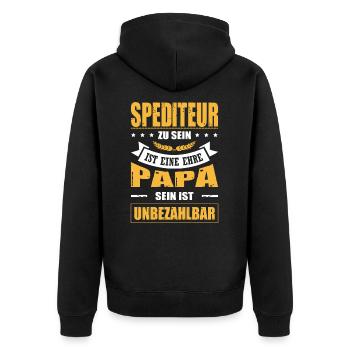 Spediteur Sein Ist Eine Ehre Papa Sein Unbezahlbar - Unisex Premium Bio Zip Hoodie - Schwarz - Hinten - Nico (187cm)