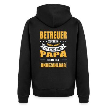 Betreuer Sein Ist Eine Ehre Papa Sein Unbezahlbar - Unisex Premium Bio Zip Hoodie - Schwarz - Hinten - Nico (187cm)