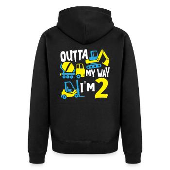 Baukran Bau Thema Geburtstage - Unisex Premium Bio Zip Hoodie - Schwarz - Hinten - Nico (187cm)