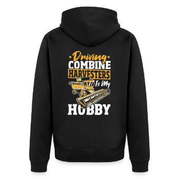 Bauernhof Fahrzeug Sammeln Mähdrescher - Unisex Premium Bio Zip Hoodie - Schwarz - Hinten - Nico (187cm)