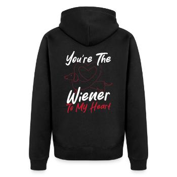 Herzen Langer Hund Wiener Hund - Unisex Premium Bio Zip Hoodie - Schwarz - Hinten - Nico (187cm)