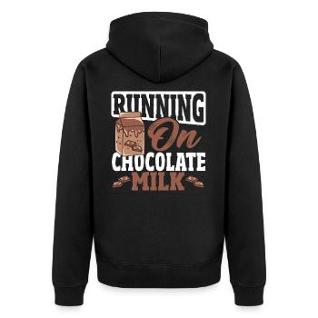 Double Choc Cocoa Drink Milchschokolade Milch - Unisex Premium Bio Zip Hoodie - Schwarz - Hinten - Nico (187cm)