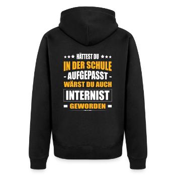 Hättest Du Mal In Der Schule Aufgepasst Internist - Unisex Premium Bio Zip Hoodie - Schwarz - Hinten - Nico (187cm)