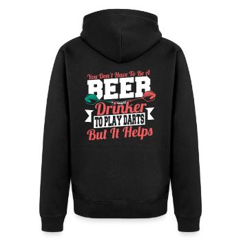 Dart-Throwing Throwing Sport Dart Player - Unisex Premium Organic Zip Hoodie - black - Back - Nico (187cm)