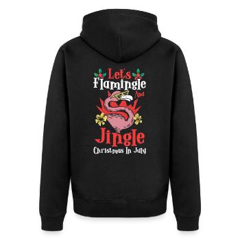 Tropical Pink Flamingo Christmas in July Summer - Unisex Premium Organic Zip Hoodie - black - Back - Nico (187cm)