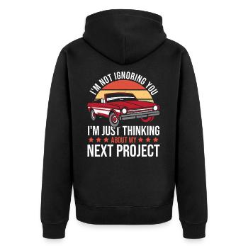 Garage Autowiederherstellung Autoliebhaber - Unisex Premium Bio Zip Hoodie - Schwarz - Hinten - Nico (187cm)