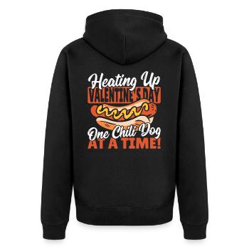La Saint-Valentin coeurs coeur Chili Dog - Veste à capuche bio Premium Unisexe - noir - Dos - Nico (187cm)
