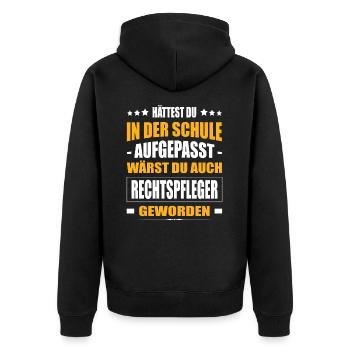Hättest Du In Der Schule Aufgepasst Rechtspfleger - Unisex Premium Bio Zip Hoodie - Schwarz - Hinten - Nico (187cm)