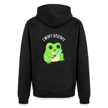 Grenouille Kawaii Folle Avec Couteau - Veste à capuche bio Premium Unisexe - noir - Dos - Nico (187cm)