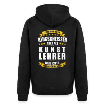 Ich Bin Kein Klugscheisser Kunstlehrer Lehrer - Unisex Premium Bio Zip Hoodie - Schwarz - Hinten - Nico (187cm)