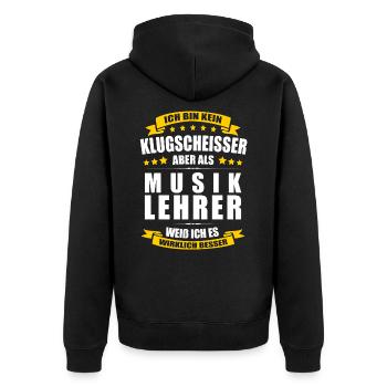 Ich Bin Kein Klugscheisser Musiklehrer Abschied - Unisex Premium Bio Zip Hoodie - Schwarz - Hinten - Nico (187cm)