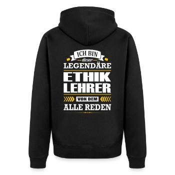 Ich Bin Dieser Legendäre Ethiklehrer Lehrer - Unisex Premium Bio Zip Hoodie - Schwarz - Hinten - Nico (187cm)