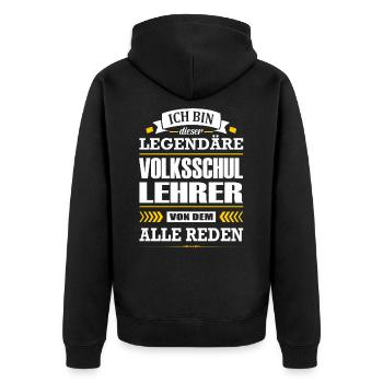 Ich Bin Dieser Legendäre Volksschullehrer Lehrer - Unisex Premium Bio Zip Hoodie - Schwarz - Hinten - Nico (187cm)