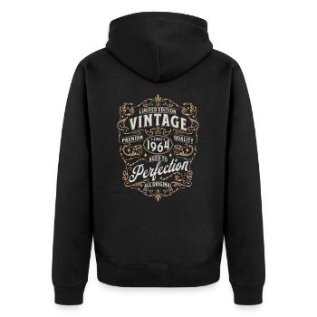 Né en 1964 Vintage Legend - Veste à capuche bio Premium Unisexe - noir - Dos - Nico (187cm)